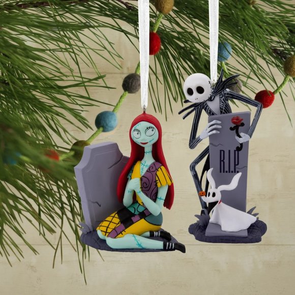 Hallmark The Nightmare Before Christmas Jack and Sally Tombstones Ornaments - Picture 8 of 8